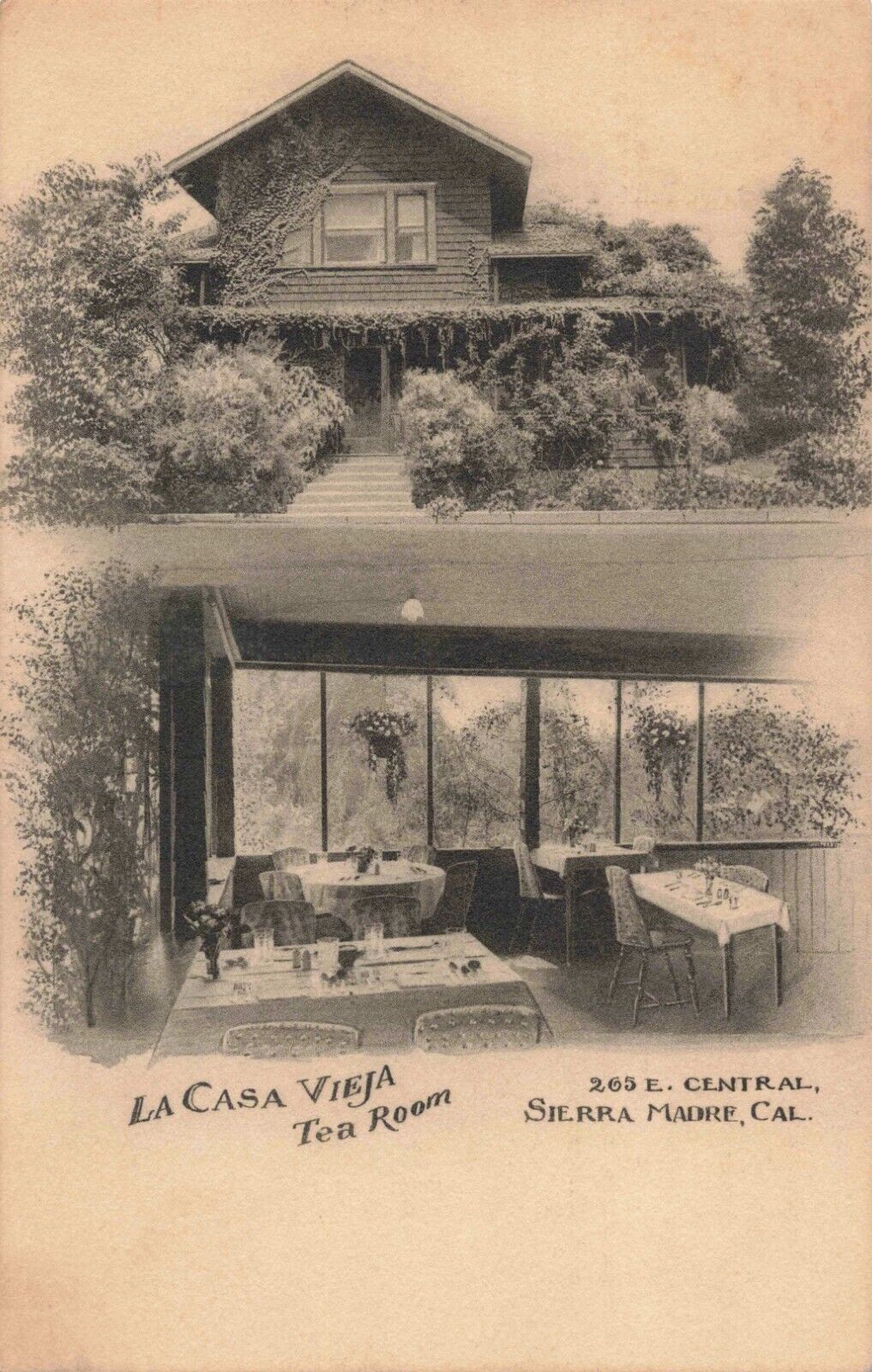 La Casa Vieja Tea Room Sierra Madre California CA 1933 Postcard