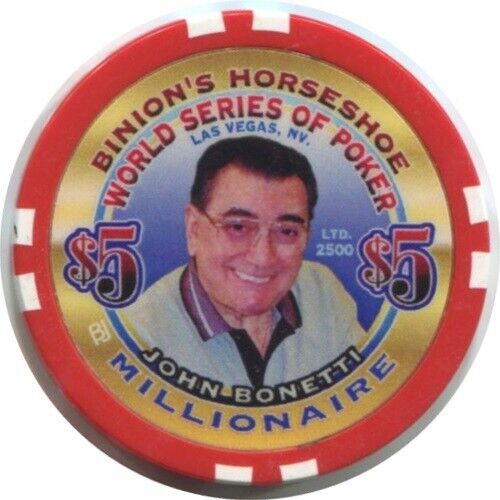 $5 Binion\'s Horseshoe Casino Chip - WSOP John Bonetti - Las Vegas, Nevada