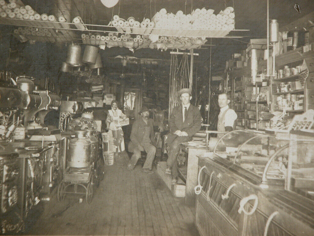 Antique 1910 B&W Photograph Inside HARDWARE STORE Oven Paint Wallpaper