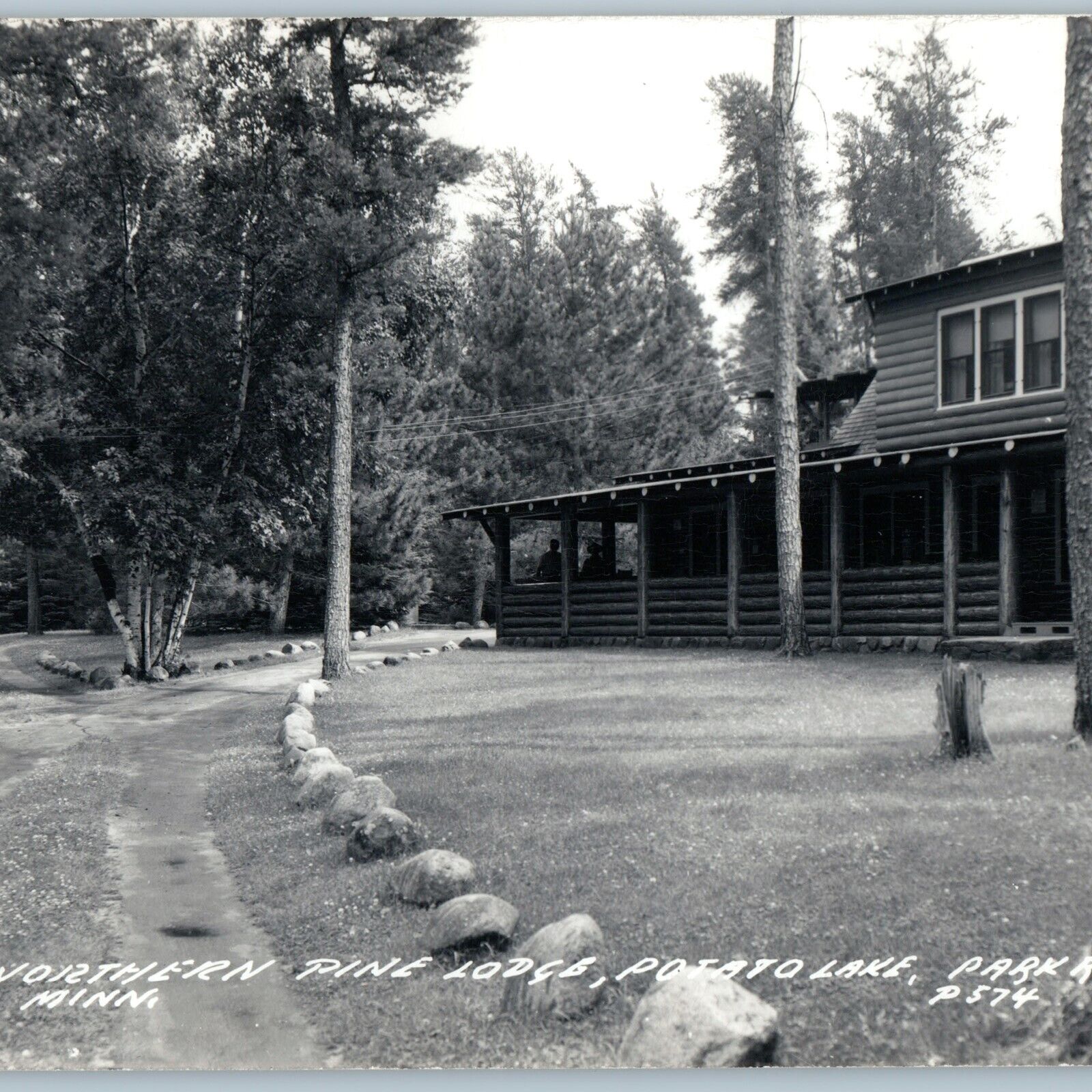 c1940s Park Rapids, MN RPPC Northern Pine Lodge Cabin Photo Potato Lake Vtg A186
