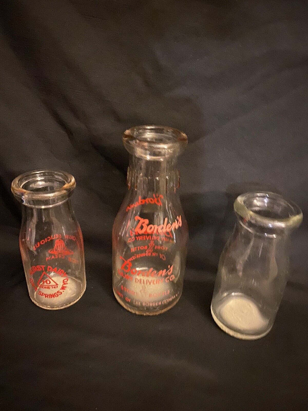 Vintage Milk Bottle Borden\'s Dairy Elsie Cow Borden Bordens Hurst’s Dairy Lot #3