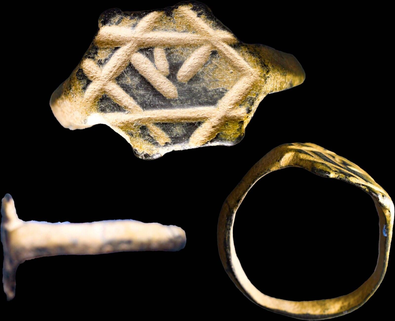 VERY RARE 1500BC Ancient Jewish Judaea Menorah Ring Star of David Seal w/COA