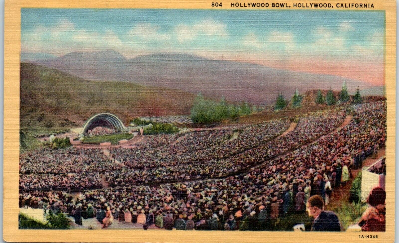 c1940s Linen Postcard Hollywood Bowl Amphitheatre CA California