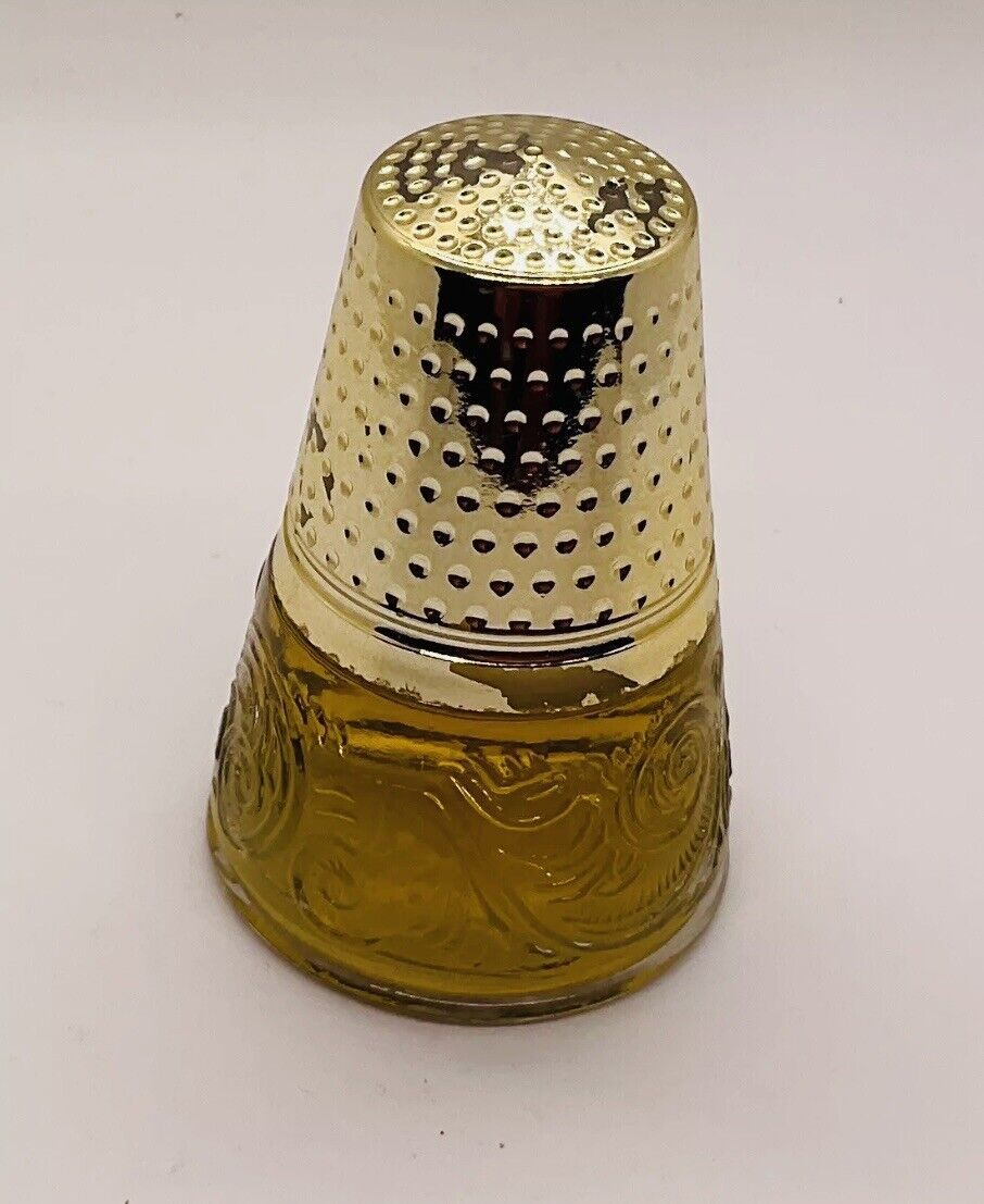 Vintage AVON Golden Thimble Brocade Cologne Woman Perfume Discontinued Rare Find