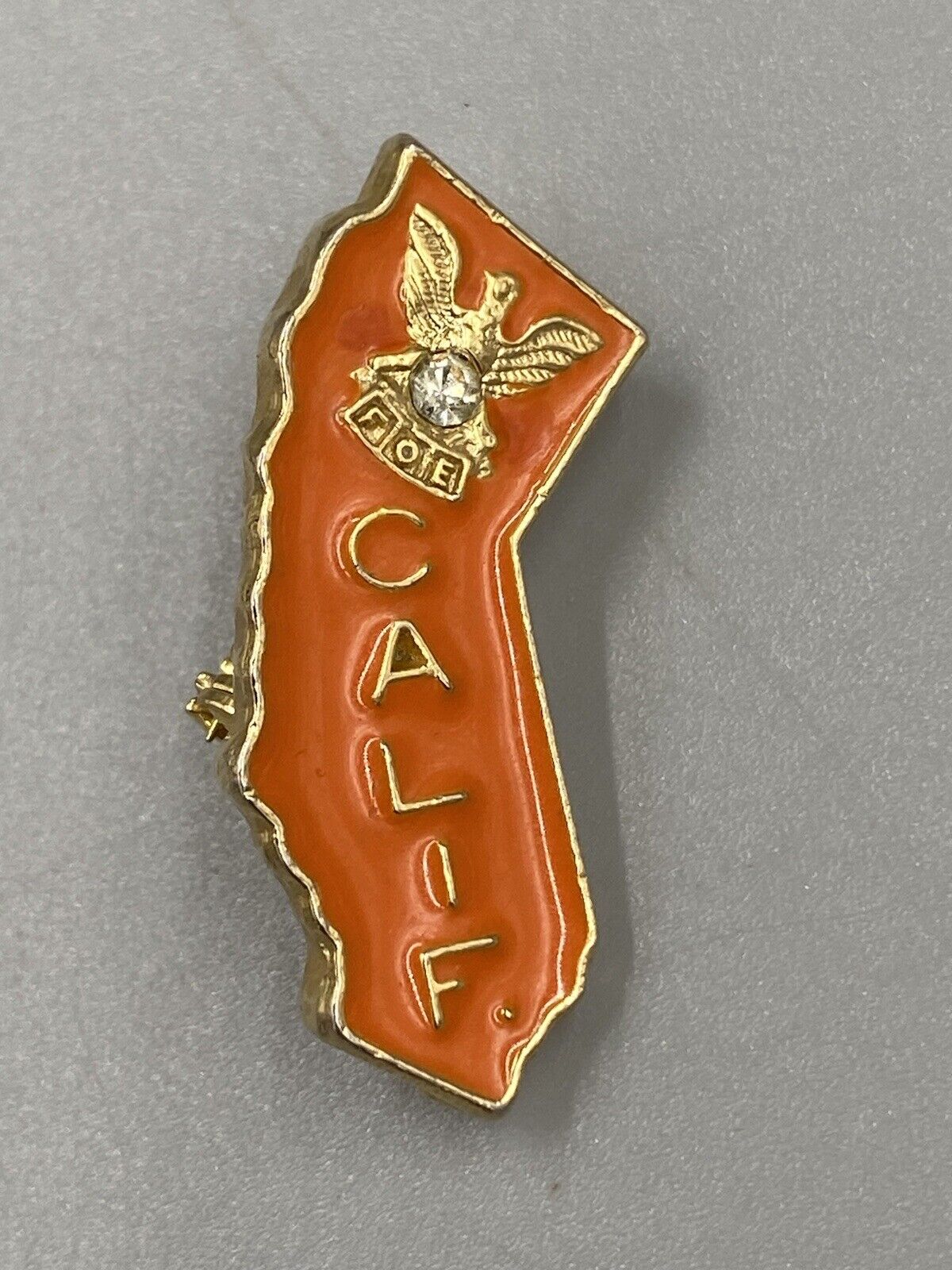 Vintage FOE Fraternal Order Of Eagles Orange California Lapel Pin Brooch