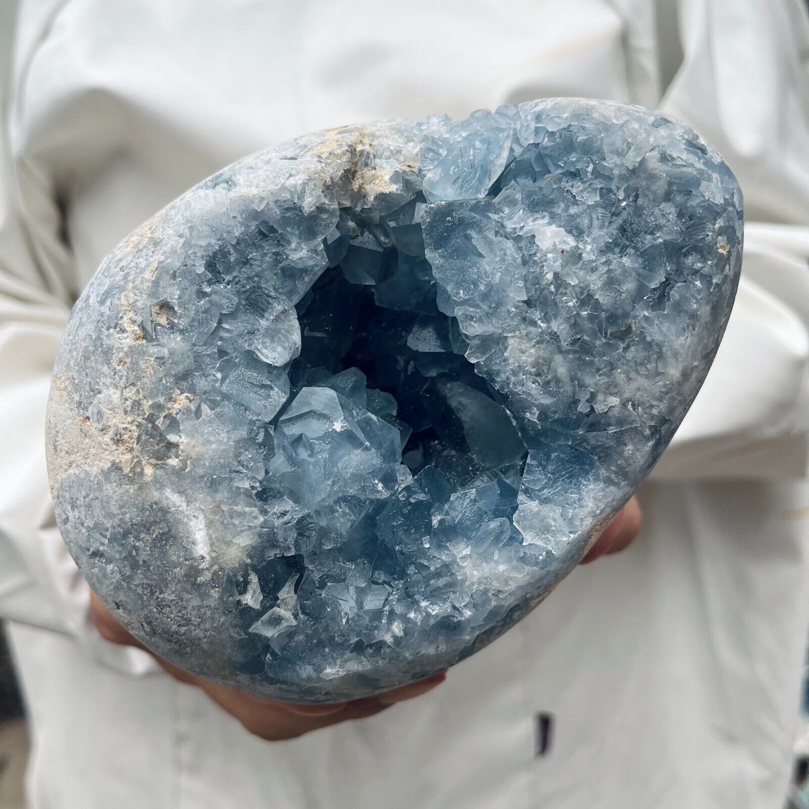 5.1LB Natural Blue Celestite Crystal Geode Cave Mineral Specimen Healing