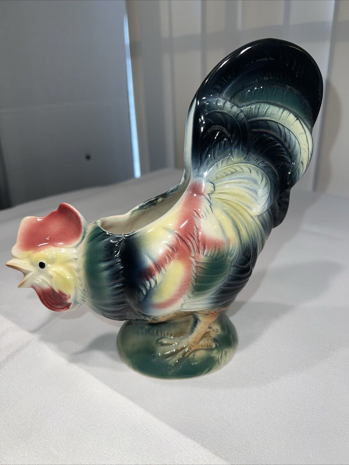Vintage Royal Copley Country Rooster Ceramic Farmhouse 7.5 inch Figurine 3