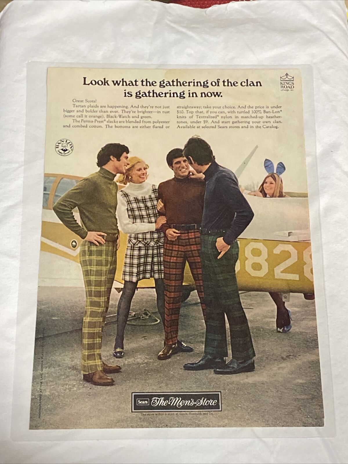 1969 Sears Men’s Store Print Ad Gathering Of The Clan Original Bunny Plane Jet