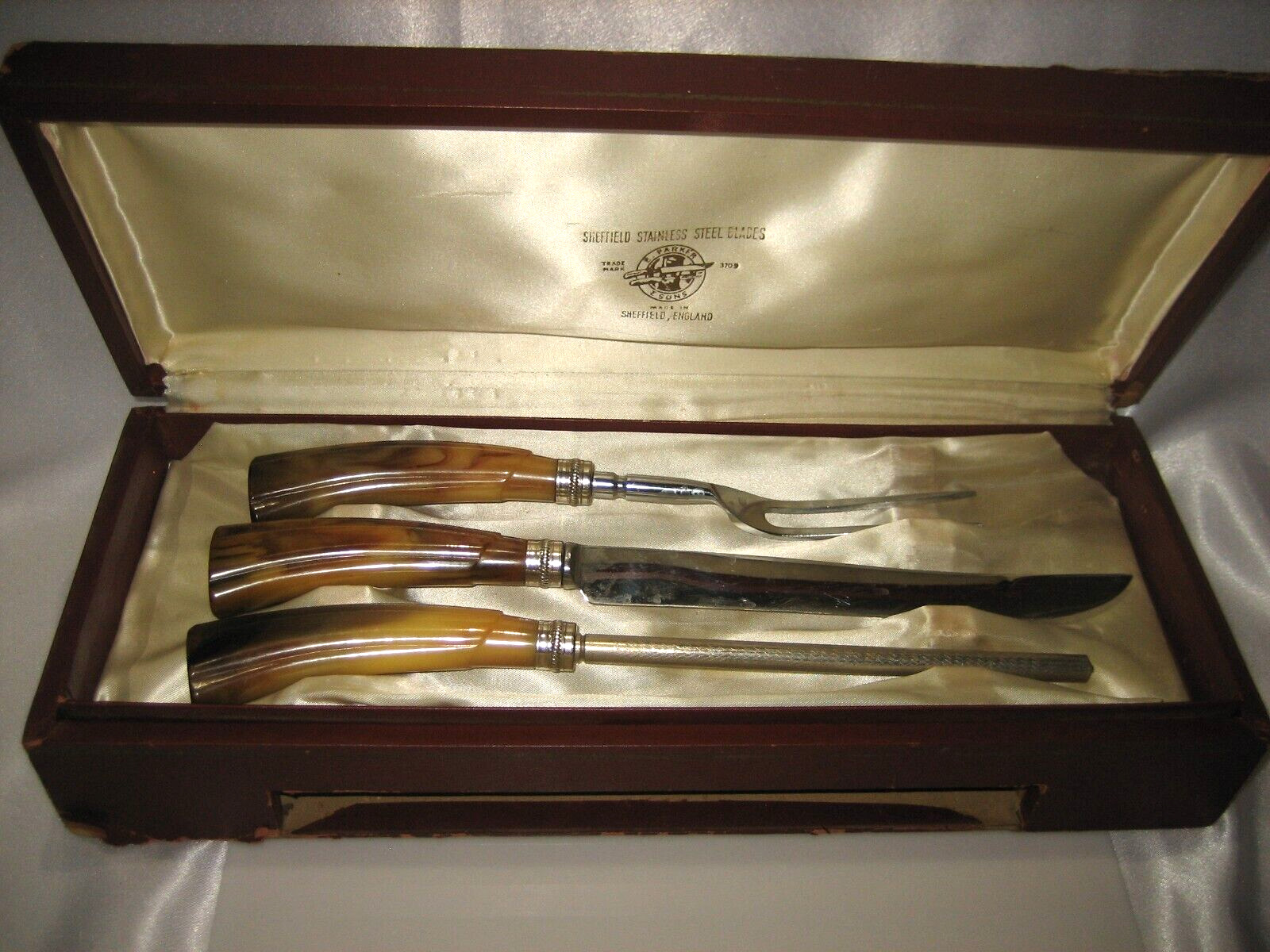 Vintage Sheffield England Carving Knife Set  Original Box -Bakelite Handles