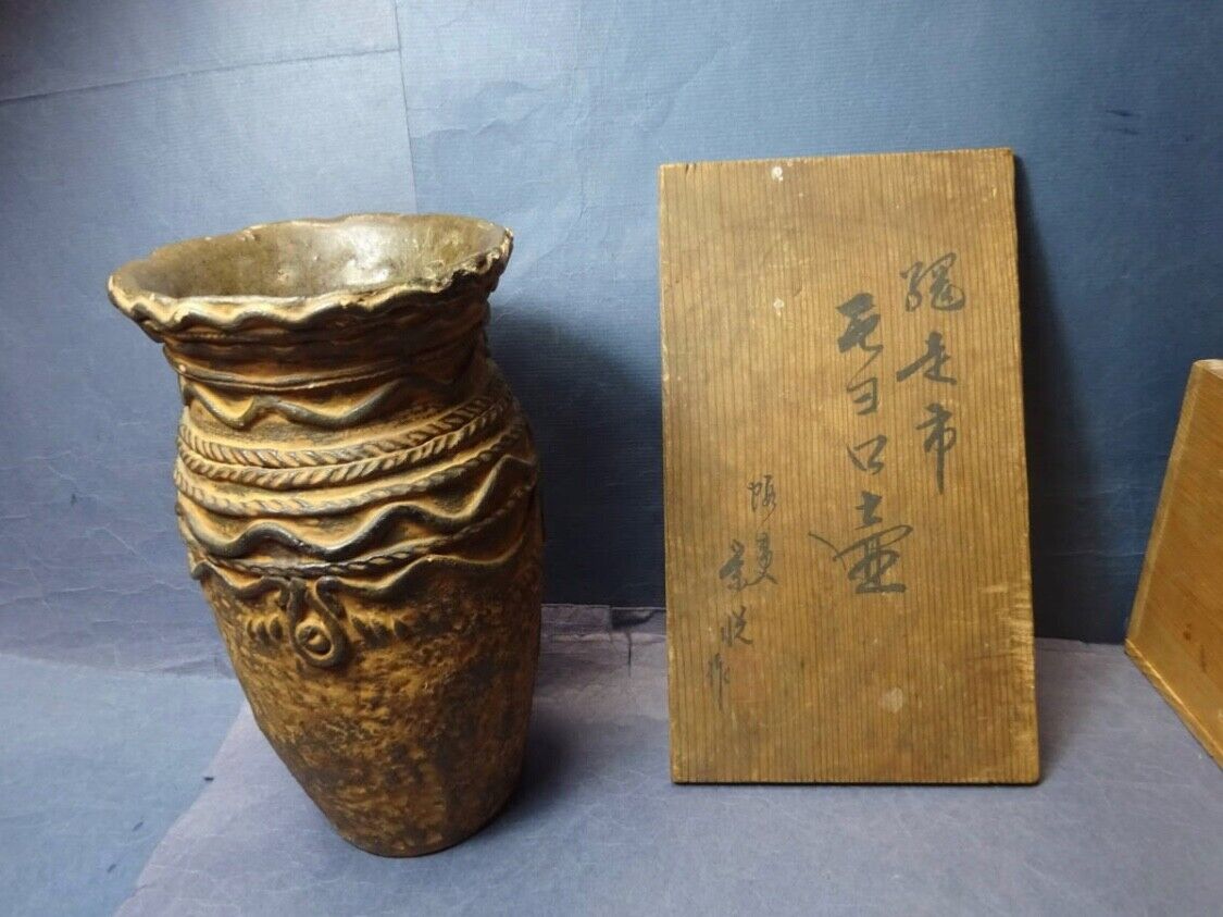 Jomon pottery straw rope patterned flower vase base earthenware ancient replica