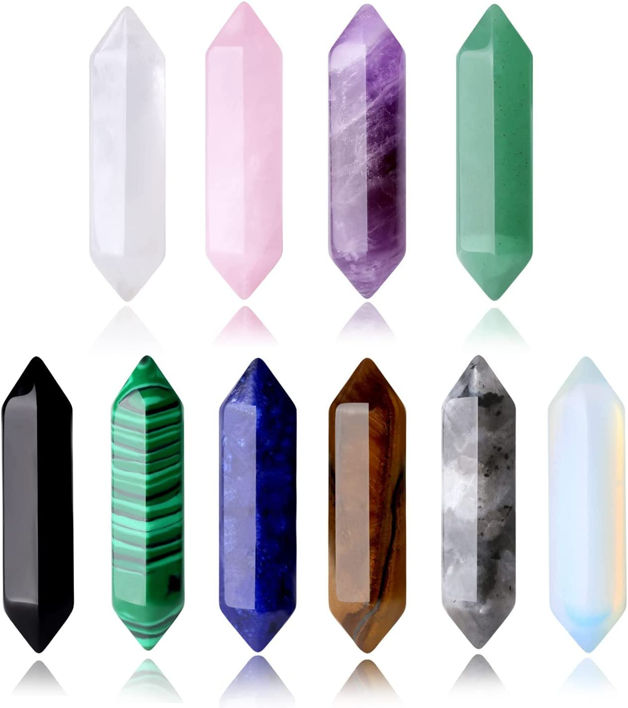 10PCS Healing Crystals Stones Sets Natural Amethyst Rose Quartz Clear Quartz Tig