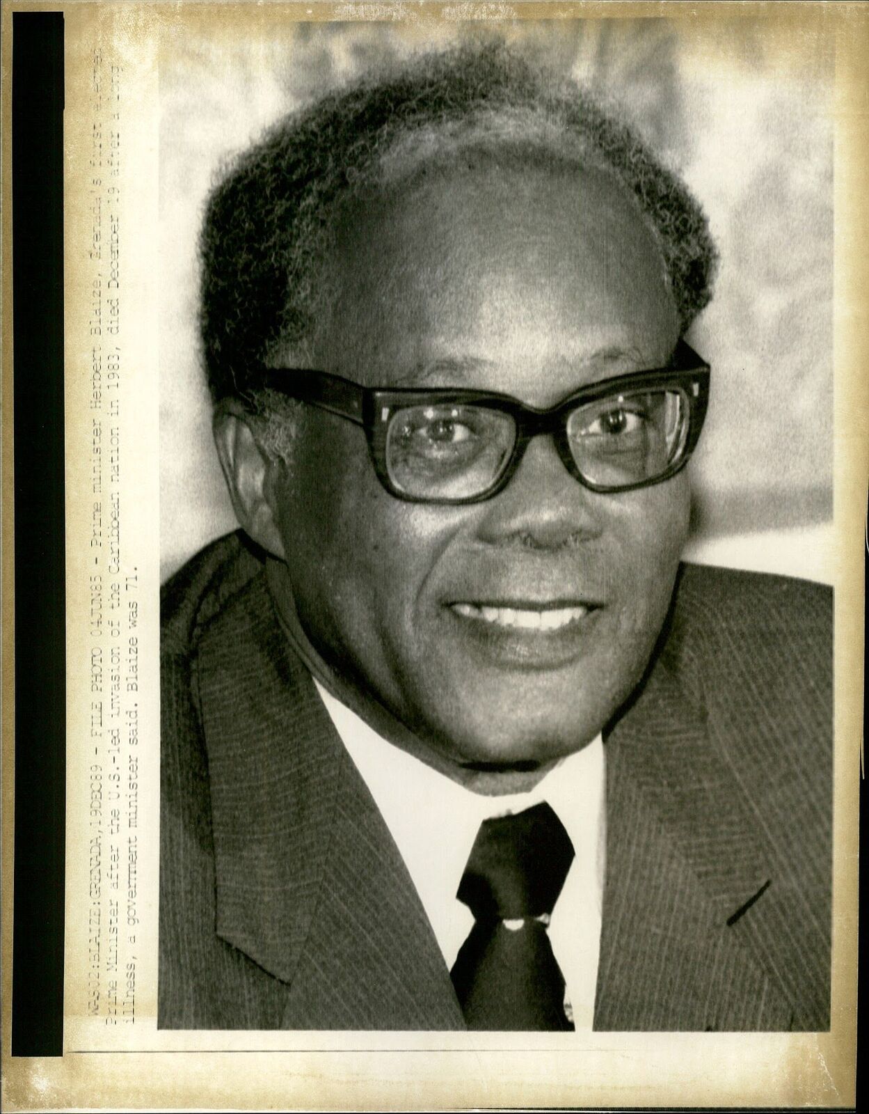 Prime Minister of Grenada, Herbert Blaize, died... - Vintage Photograph 1961462
