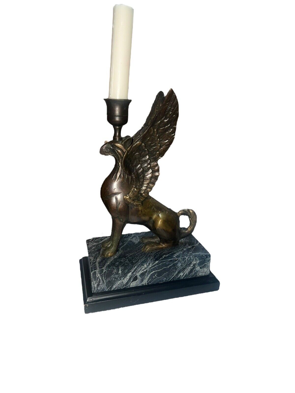 1991 Silvestri Vintage Griffin Candlestick Holder Solid Brass