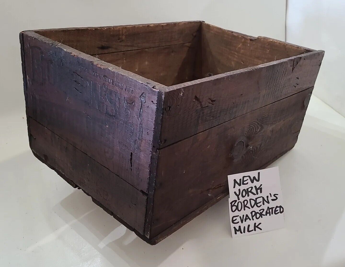 Borden's Wood Crate Evaporated Milk Vintage New York Wooden Dairy Box  Antique ⬇