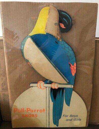 Poll Parrot Shoes Sign Display Honeycomb Expandable Tissue Paper 1940\'s Vintage