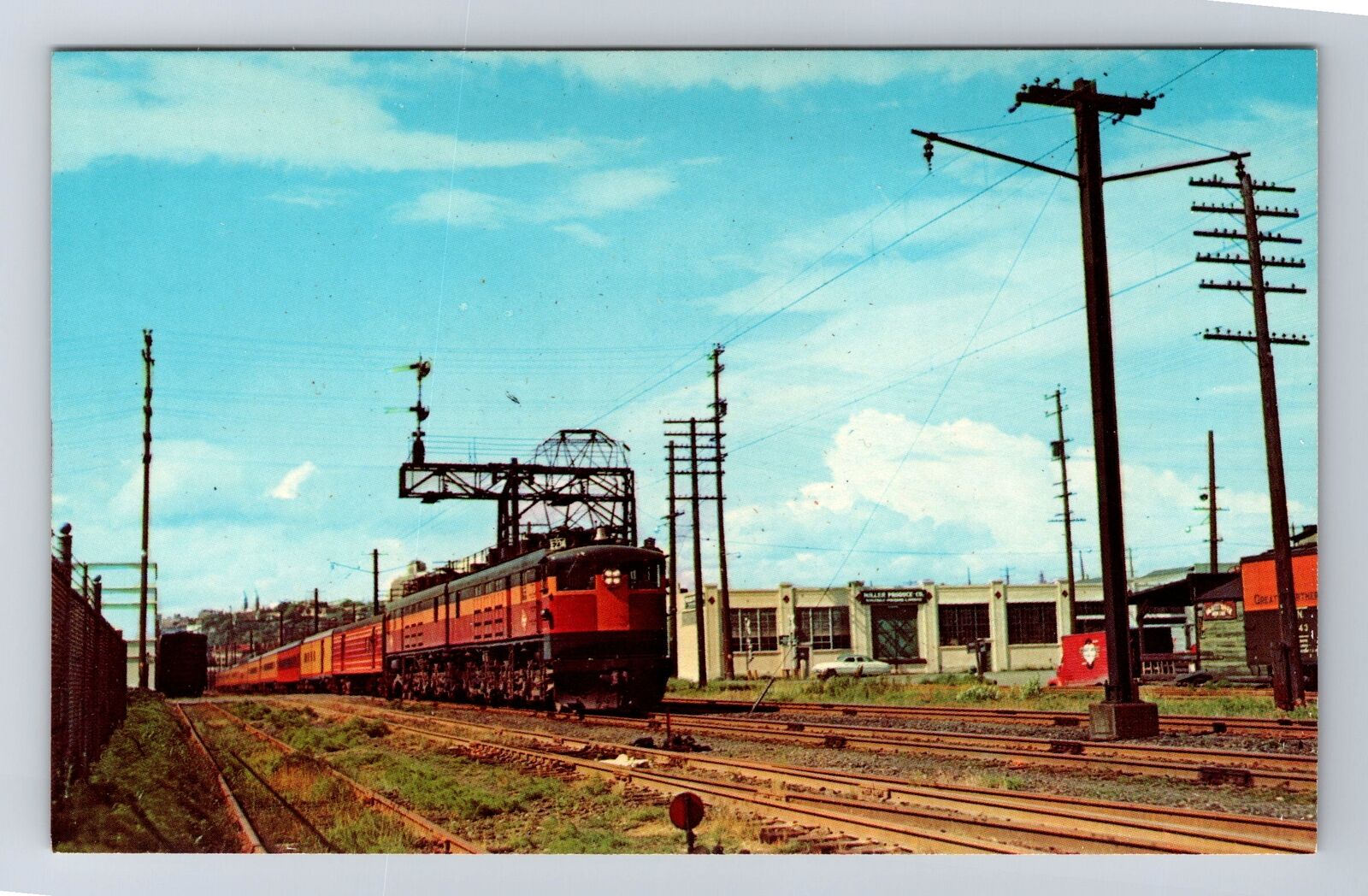 Seattle WA-Washington, Hiawatha under Trolley, Locomotive Vintage Postcard