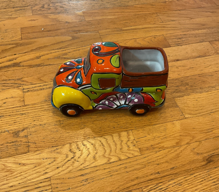 Talavera Pickup Truck - Mexican Pottery - Handpainted - Signed - 9