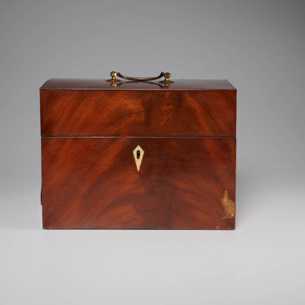 Large Georgian Style Metal Lined  Wood Brass Tea Caddy Box 11\