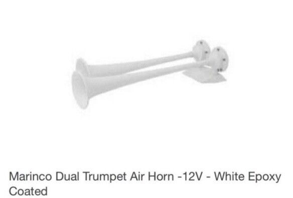 Marinco FullBlast Dual Trumpet Air Horn -brass w/ white epoxy- 10122- 12v  boat