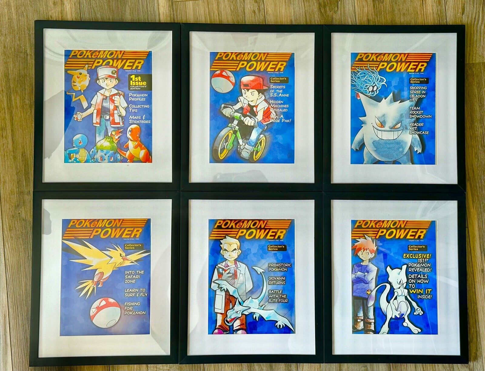 Pokémon Power Magazine Set Of 6 Nintendo #1 Comic Book Collector Edition Framed