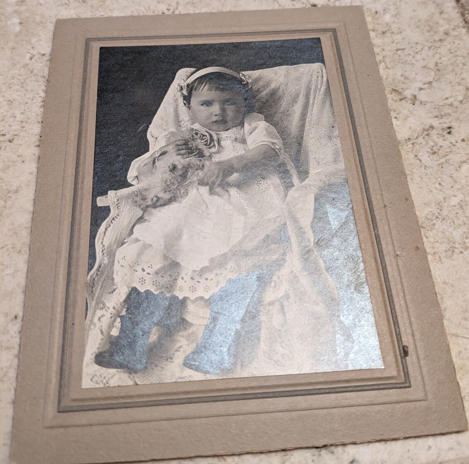 *RARE* VINTAGE LATE 1800'S PHOTO YOUNG GIRL WITH VINTAGE DOLL / TOY