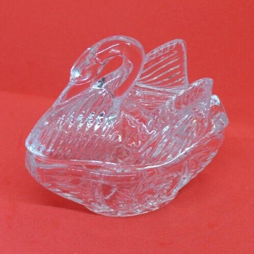 Vintage Glass Swan Lidded Trinket Dish