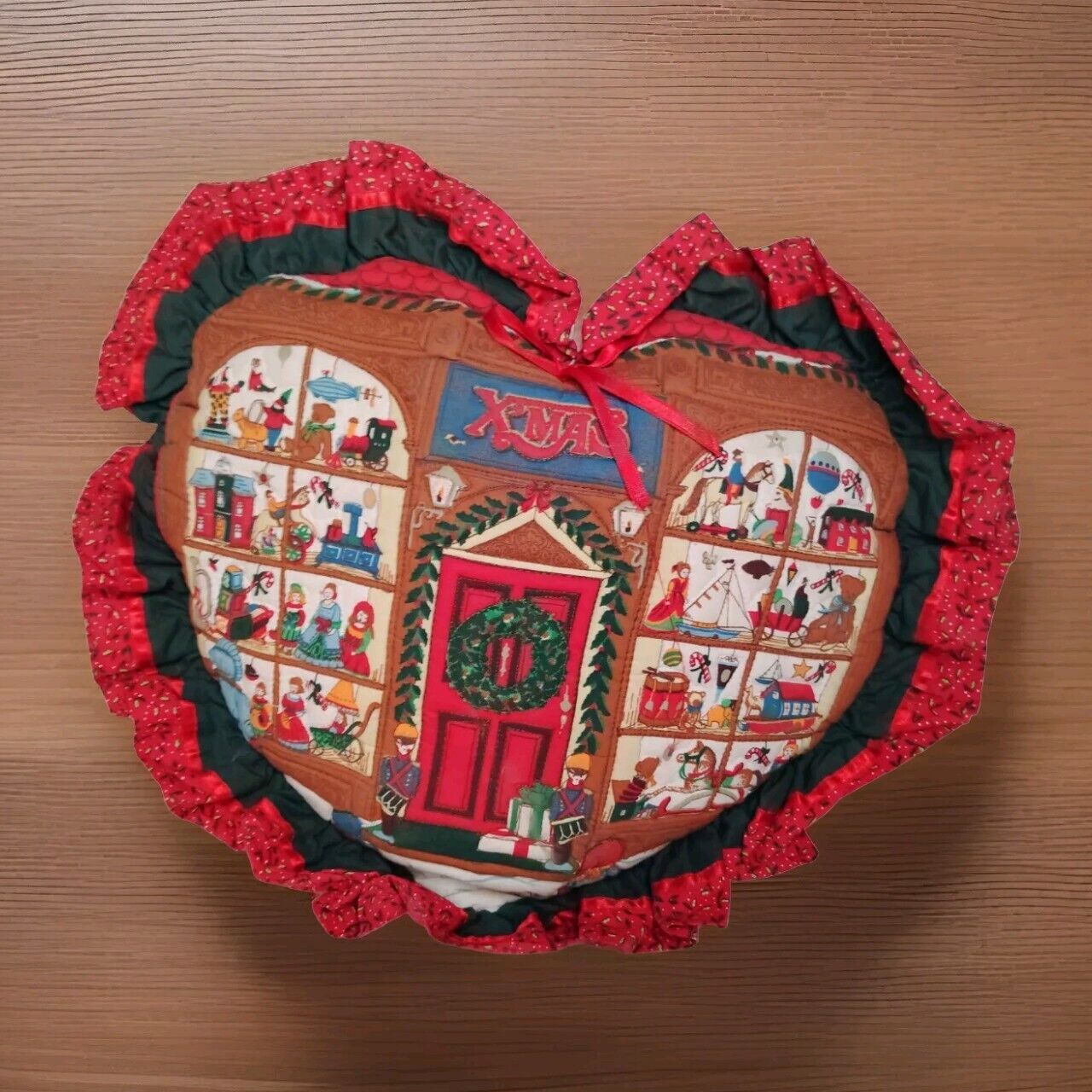 Vintage Christmas/Heart Shaped Throw Pillow