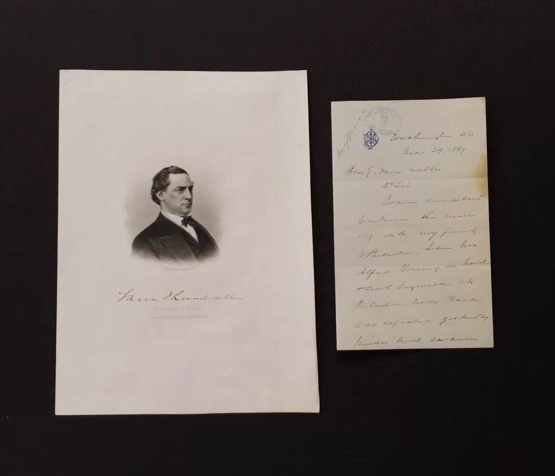 Samuel J Randall 1864 Handwritten/Signed Letter & Engraved Photo ~ PA Politician