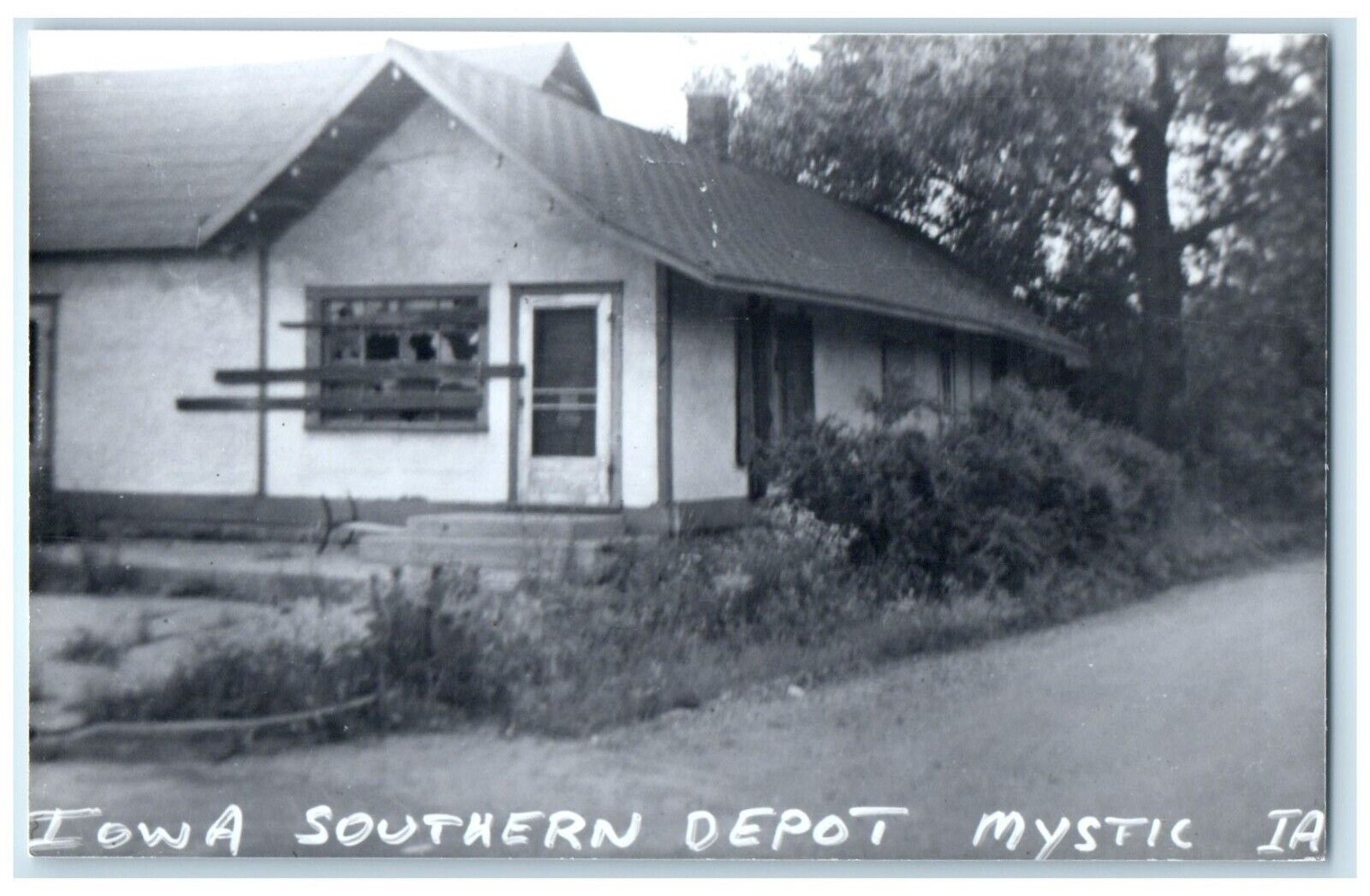 c1960's Mystic Iowa IA Railroad Vintage Train Depot Station RPPC Photo Postcard