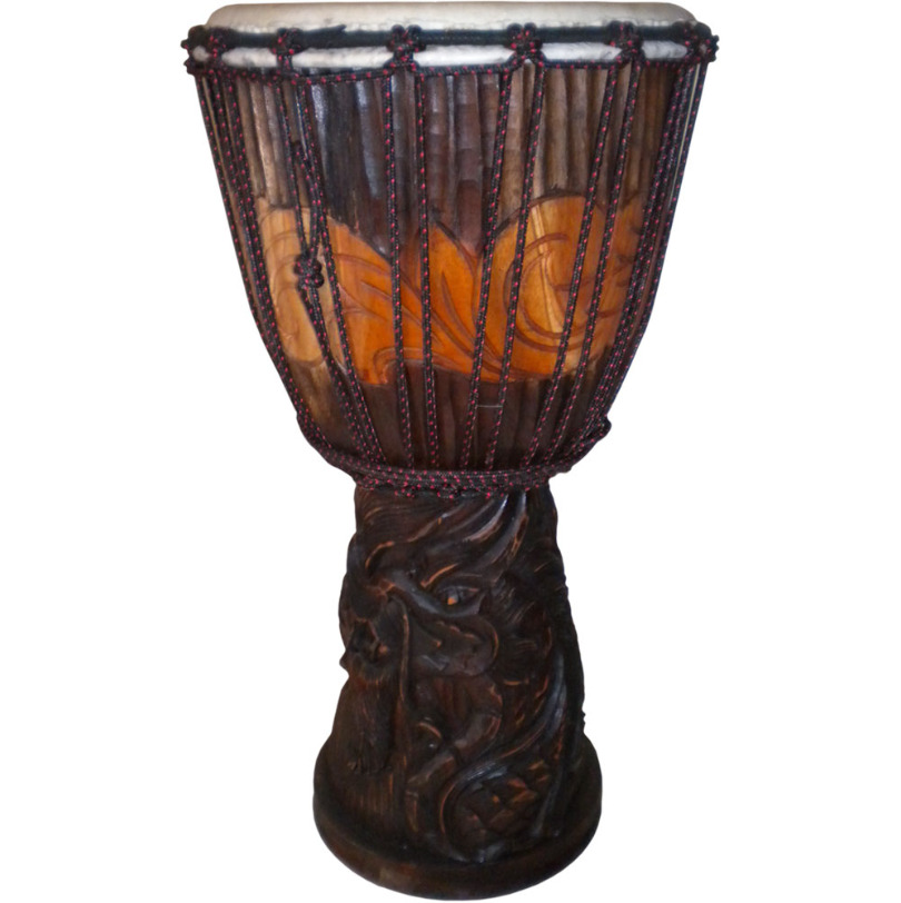 Brand New Wooden Djembe Drum Carved  Dragon  Design 19.5\