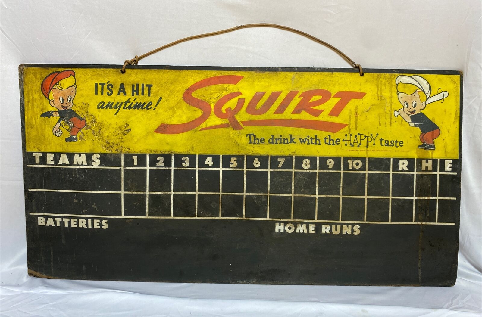 Vintage 1961 Squirt Soda Baseball & Football Scoreboard Double Sided 32\