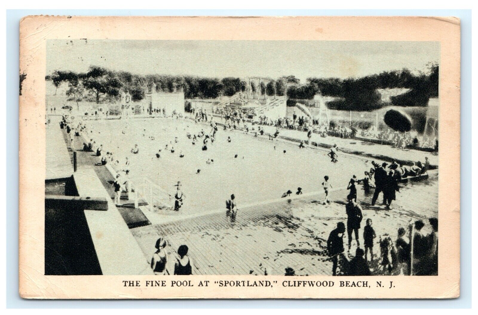 The Fine Pool Sportland Cliffwood Beach New Jersey NJ Postcard C4