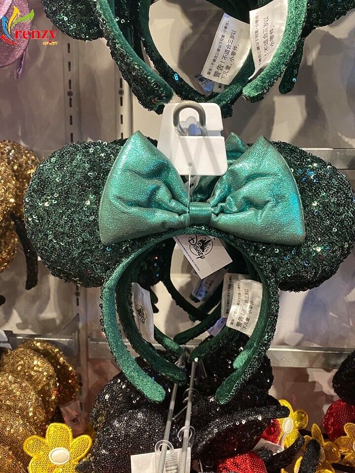 Ears Emerald Green Sequins Minnie Mouse Disneyland Disney Parks Headband US SHIP