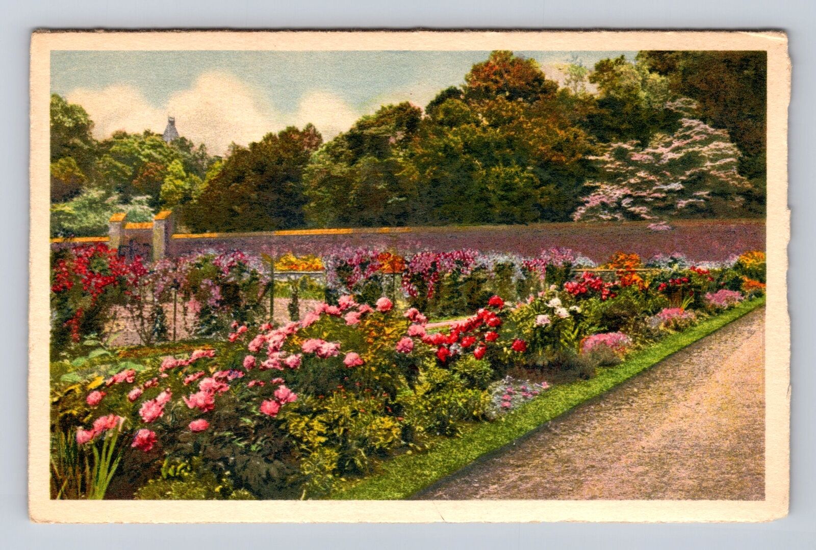 Biltmore NC-North Carolina, Walled Garden, Biltmore House, Vintage Postcard