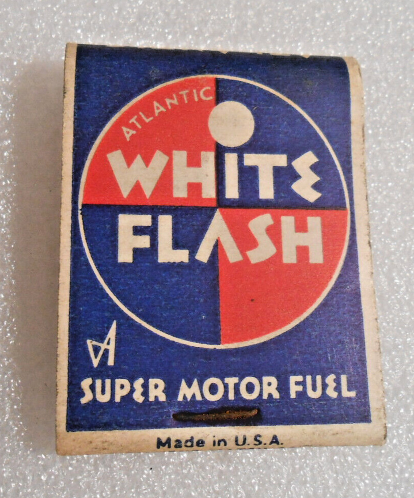FULL - 1930's WHITE FLASH  GASOLINE  Matchbook. Unused & Unstruck. Near Mint.