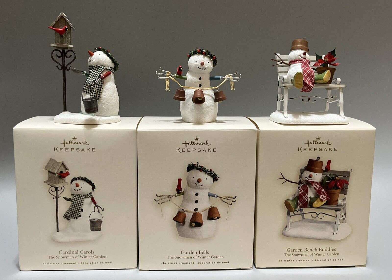 Lot Of 3  Hallmark Keepsake Ornaments From The Snowmen Of Winter Garden