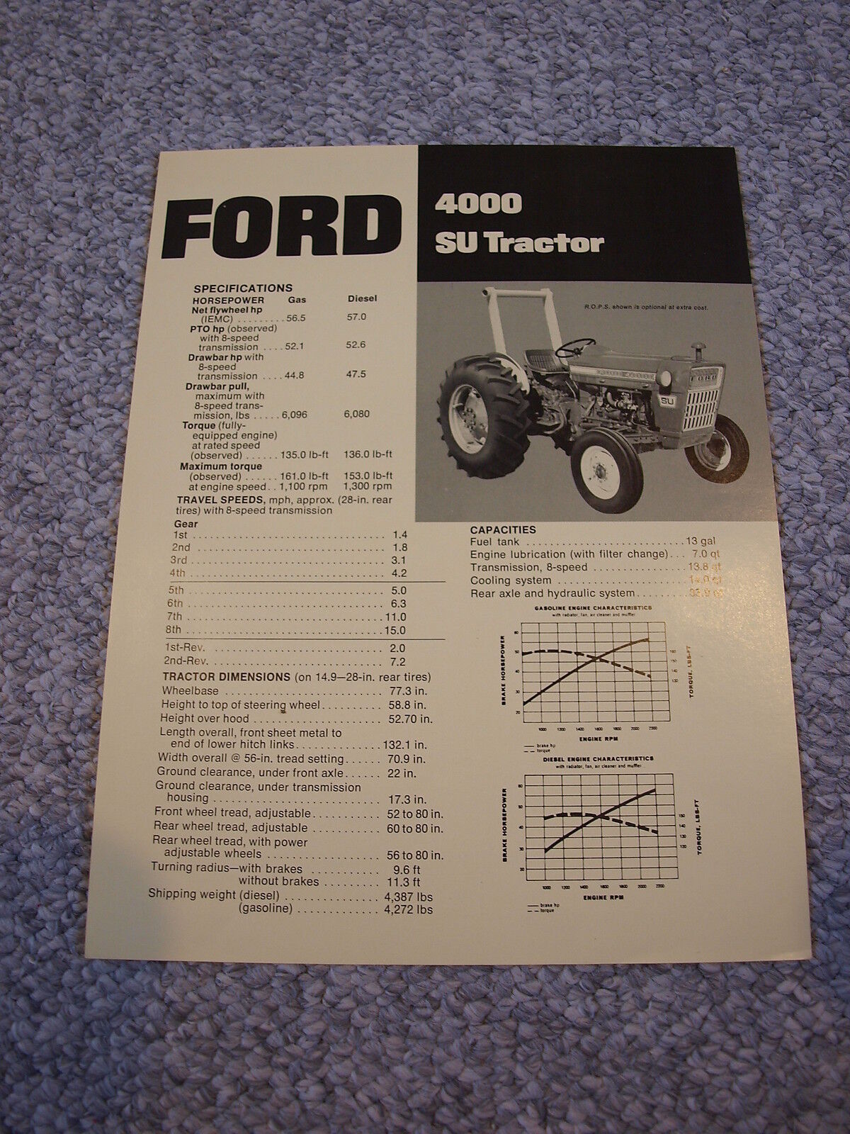 Ford 4000 SU Tractor Brochure Original '73 Vintage MINT