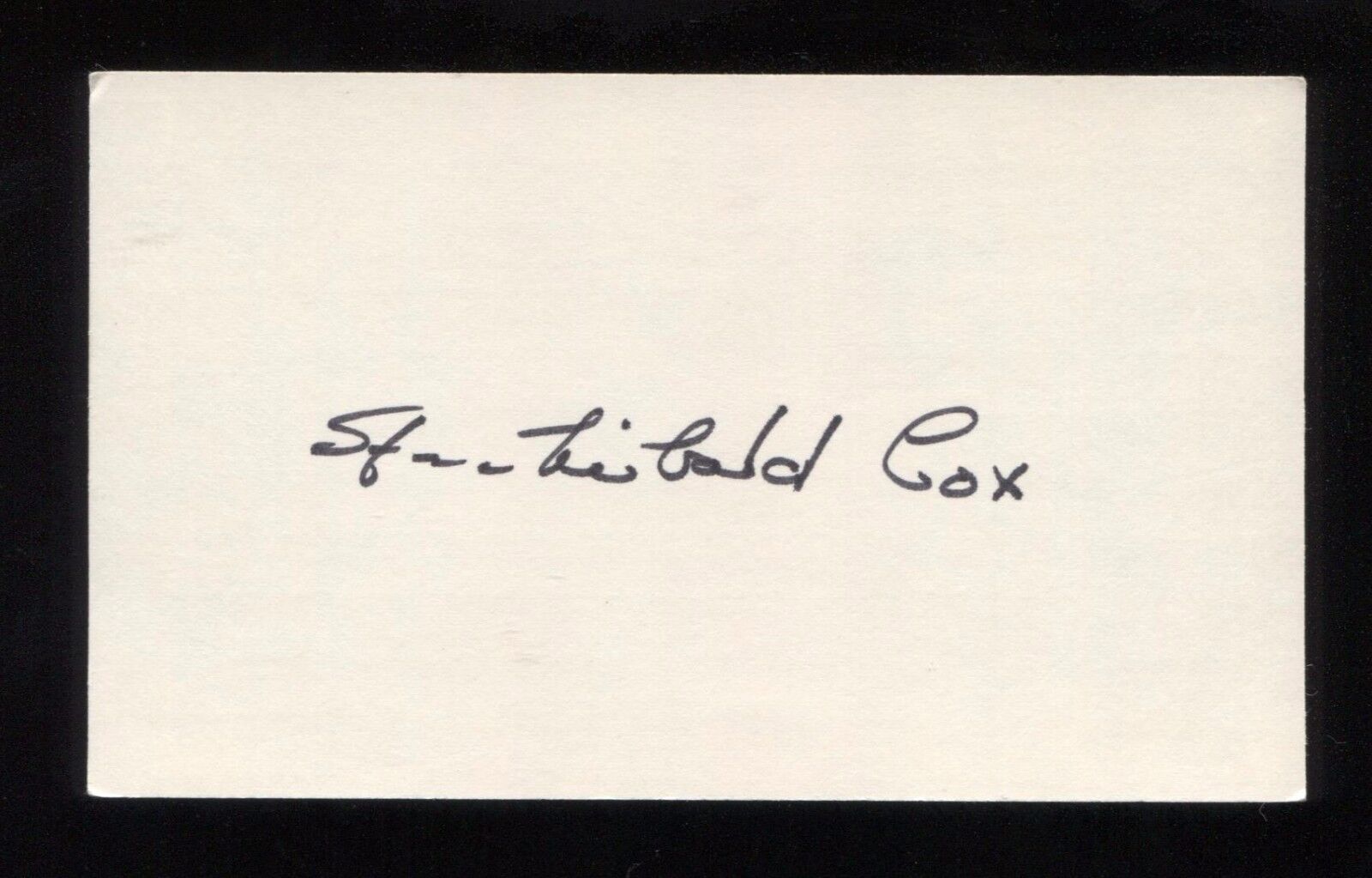 Archibald Cox Signed 3x5 Index Card Autographed Signature 