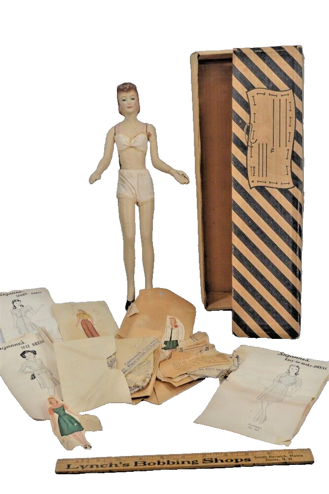 mannequin composition figure Suzannes Fashion Designing w/pattern 1940 original 
