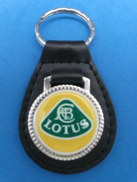 Vintage Lotus -- genuine grain leather keyring key fob keychain - Collectible