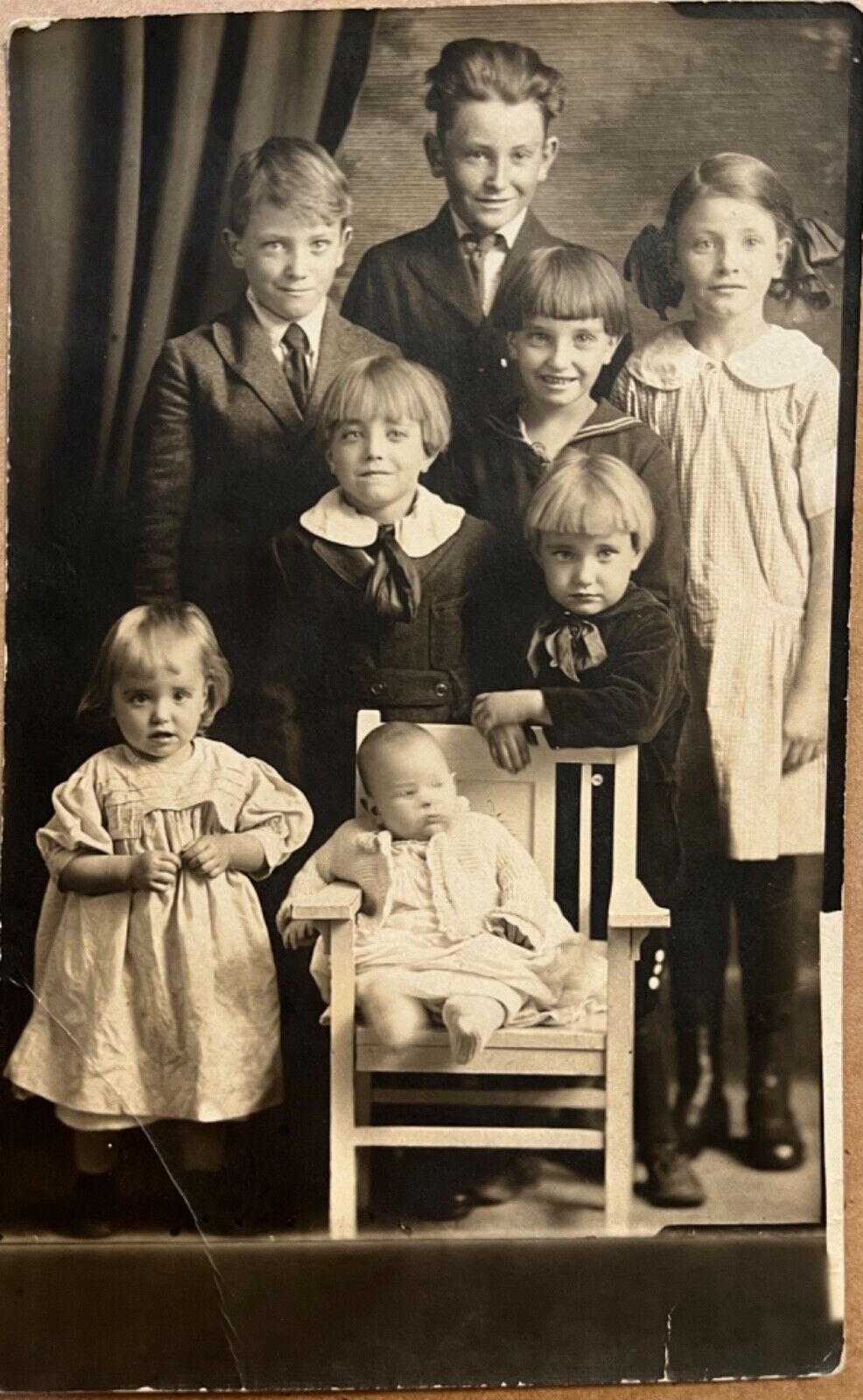 RPPC Group of Adorable Children Antique Real Photo Postcard c1920