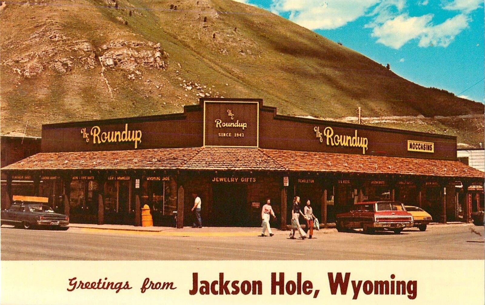 c1960s The Roundup - Western Outfitter Store, Jackson Hole, Wyoming Postcard