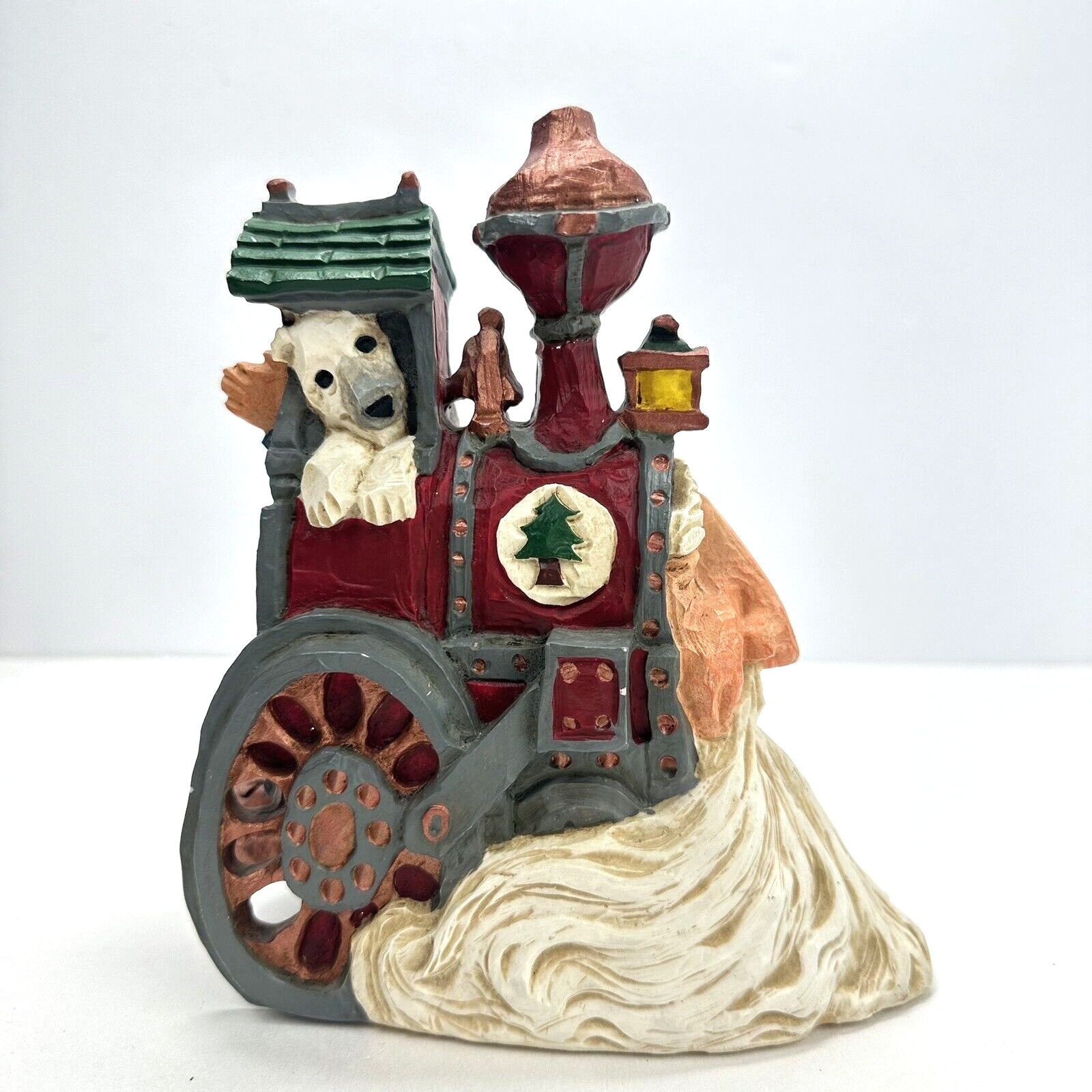 1997 David Frykman Santa Train MUSIC BOX Polar Bear Folk Art 66852