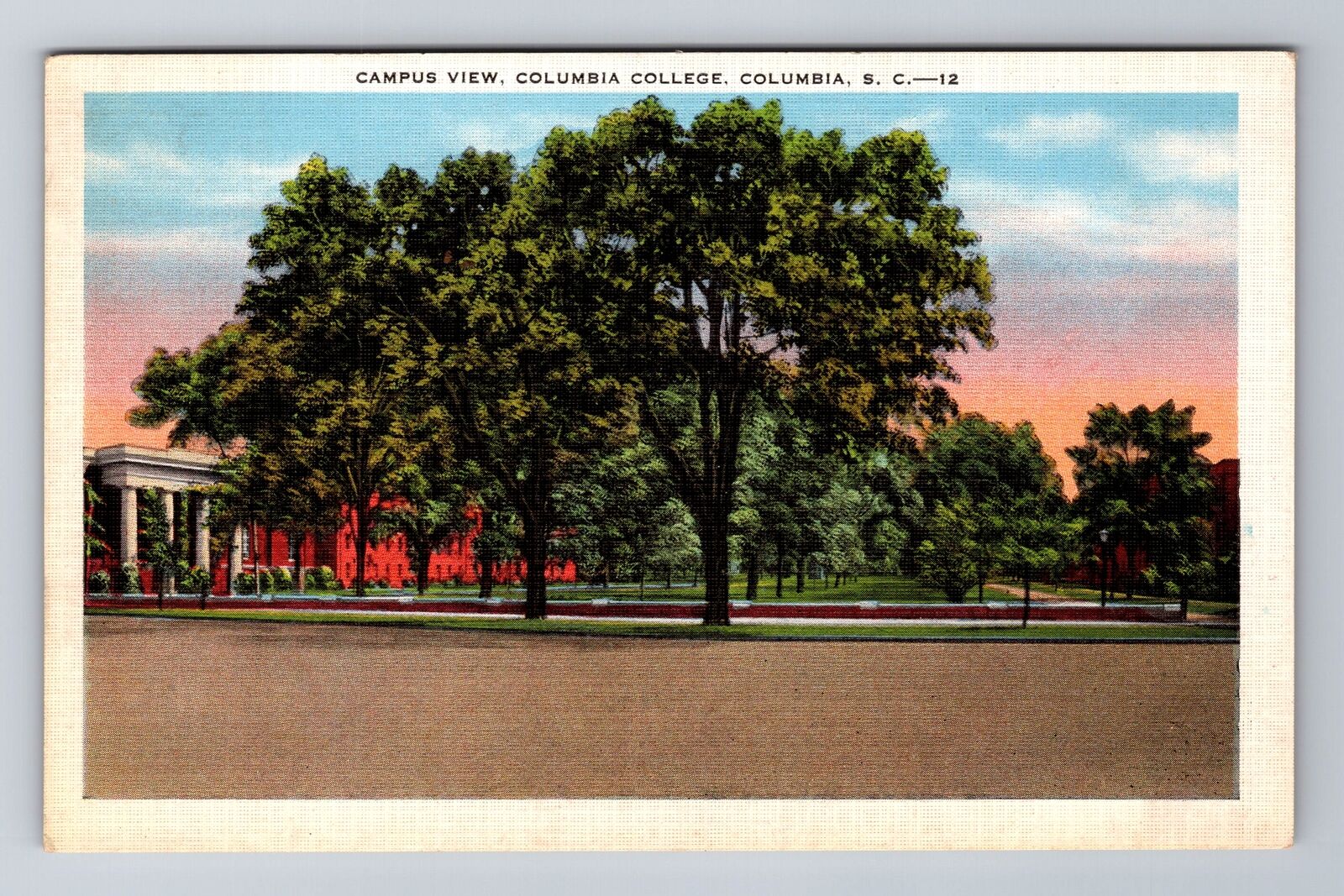 Columbia SC-South Carolina, Campus View, Columbia College, Vintage Postcard