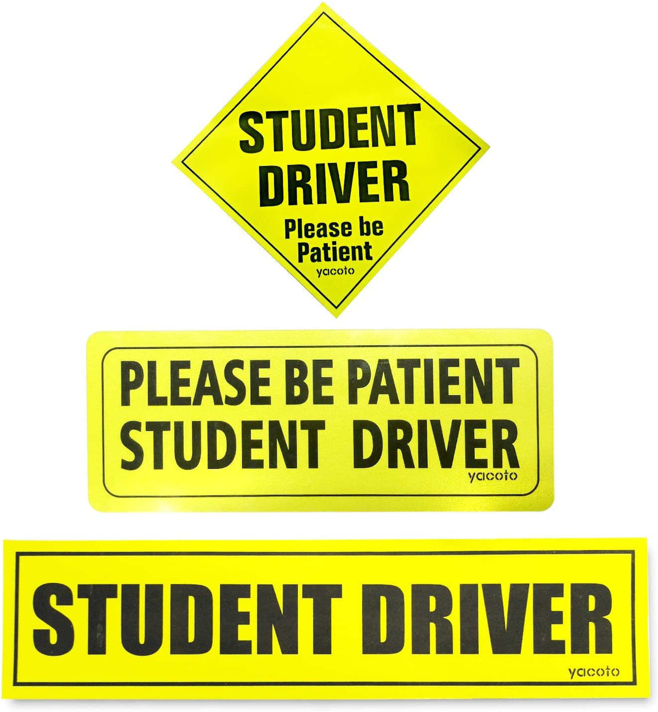 Set of 3 Student Driver Magnet for Car - Reflective Student Driver Sign for Car 