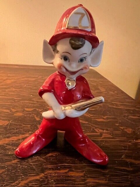 Vintage Firefighter Pixie Elf Figurine 6\