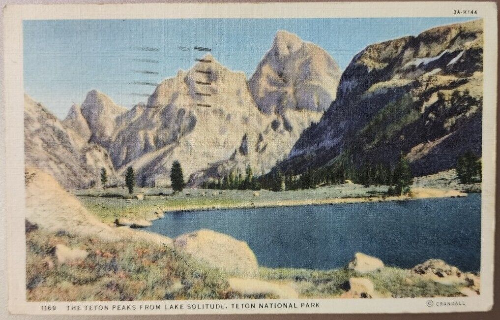 Teton Peaks, Lake Solitude, Teton National Park, Wyoming 1947 Vintage Posted