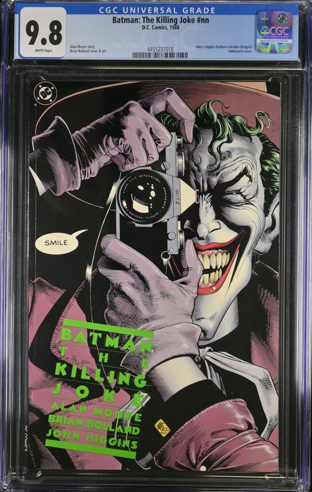 Batman: The Killing Joke #1  1st Printing  Brian Bolland cover 1988   CGC 9.8