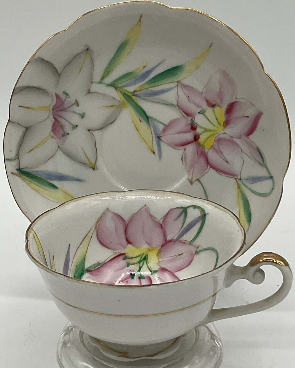 Vintage Hand Painted Wales China Made in Japan Lilium Lilies Hand Painted