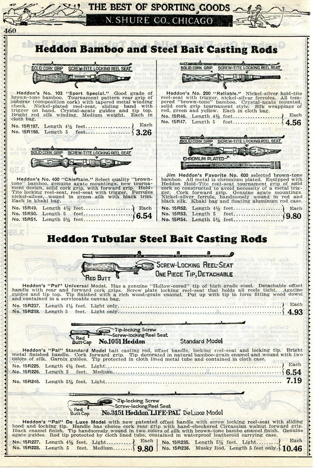 1940 Print Ad of Heddon Bamboo Steel Bait Casting Fishing Rods Red Butt 600 400